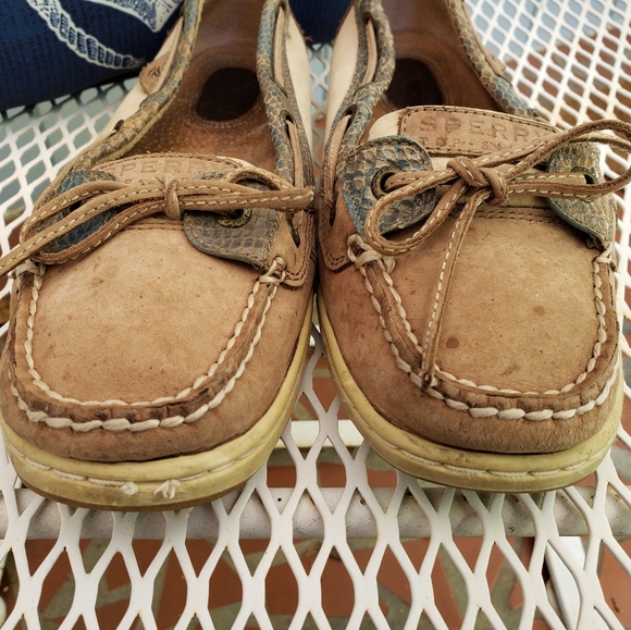 Blue Metallic Snakeskin Sperry Angelfish Loafers - Picture 3 of 8